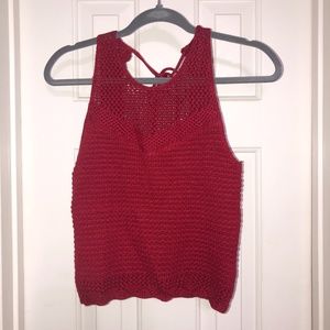 Brand New Hollister Medium Red Crochet Knitted Top